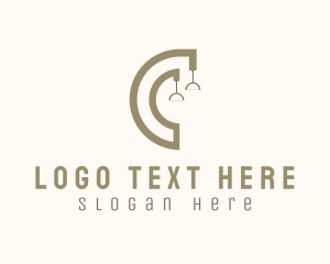 Brown - Lighting Fixture Letter C logo design