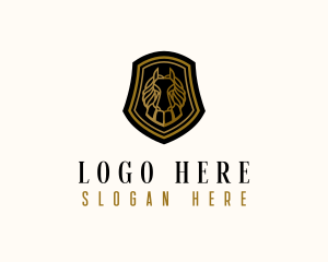 Emblem - Elegant Horse Shield logo design