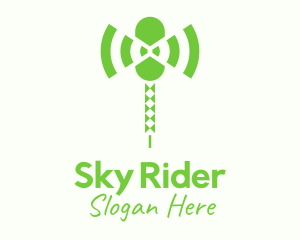 Helicopter - Green Helicopter Wifi logo design