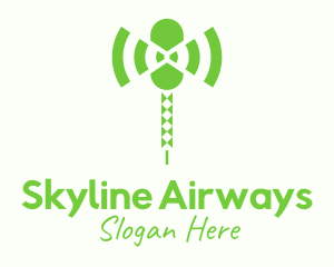 Airway - Green Helicopter Wifi logo design