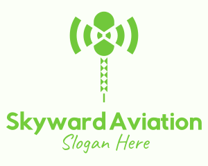 Aeronautical - Green Helicopter Wifi logo design