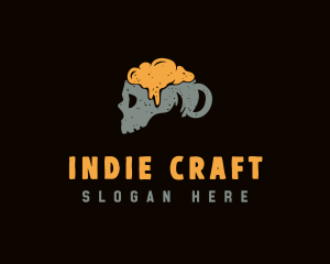 Indie - Hipster Beer Skull Mug logo design