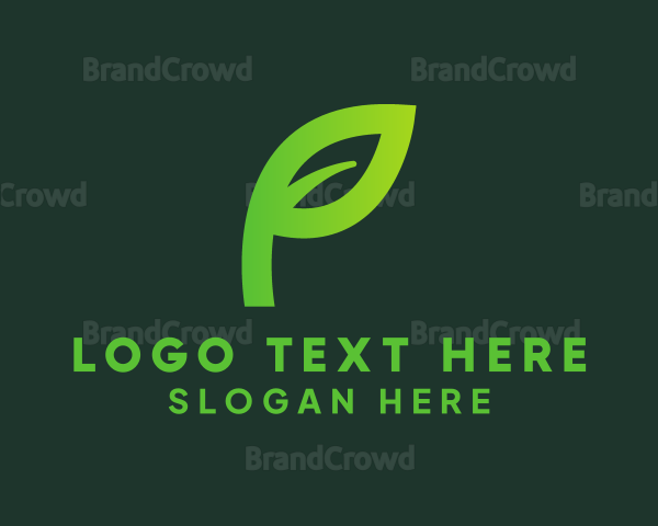 Simple Leaf Letter P Logo