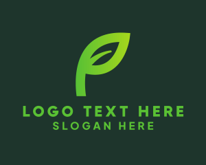 Herbal - Simple Leaf Letter P logo design