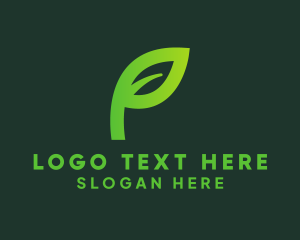 Simple Leaf Letter P  Logo