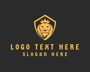 Protection - Lion Crown Shield logo design