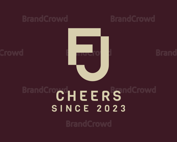 Brown Elegant Letter FJ Logo