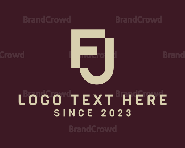 Brown Elegant Letter FJ Logo