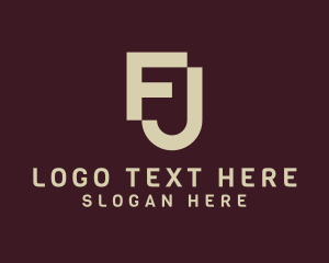 Brown Elegant Letter FJ Logo