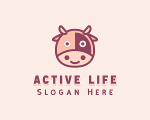 Stuffed Toy - Cute Cow Head logo design