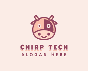 Cute Cow Cattle logo design