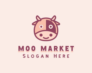 Cute Cow Cattle logo design