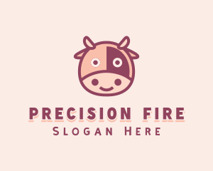 Cute Cow Cattle logo design