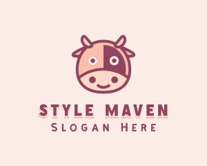 Cute Cow Cattle logo design