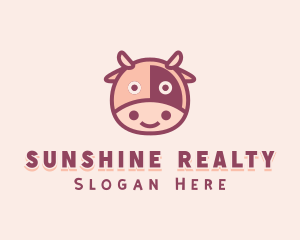 Cute Cow Cattle logo design