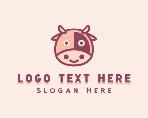 Steak - Cute Cow Head logo design