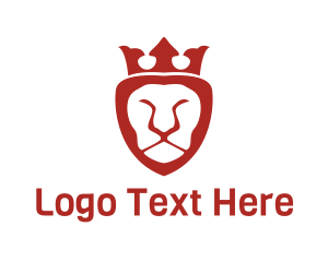 Red Crown - Abstract Red Lion King logo design