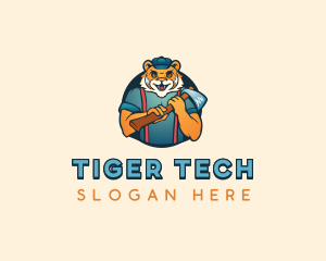 Woodcutting Tiger Axe logo design