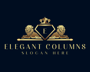 Elegant Crown Lion logo design