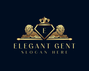 Elegant Crown Lion logo design