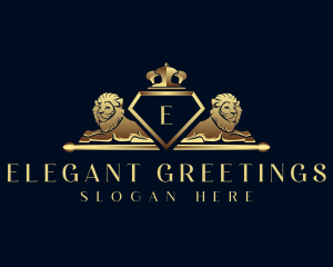 Elegant Crown Lion logo design