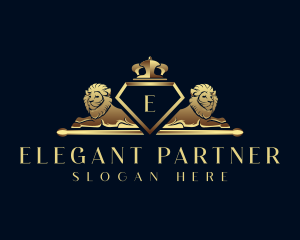 Elegant Crown Lion logo design