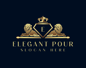 Elegant Crown Lion logo design