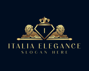 Elegant Crown Lion logo design