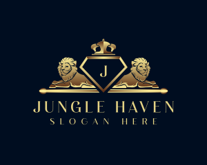 Elegant Crown Lion logo design