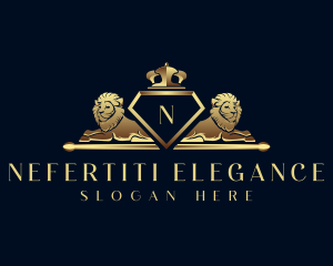 Elegant Crown Lion logo design