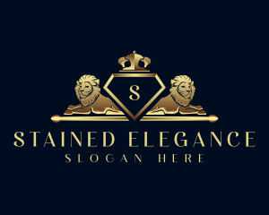 Elegant Crown Lion logo design