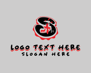 Dangerous - Splatter Graffiti Letter S logo design