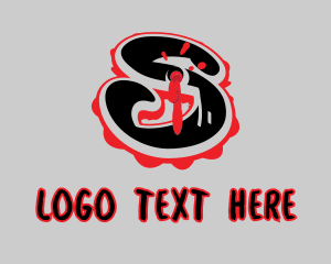 Blood - Splatter Graffiti Letter S logo design