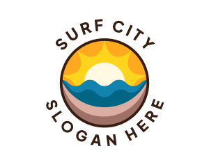 Sunrise Surfing Beach logo design