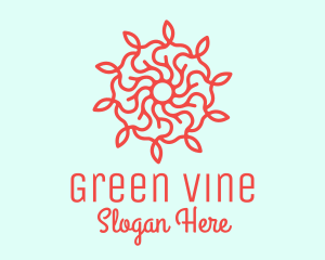 Red Flower Vine logo design