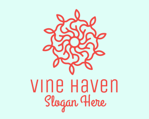 Red Flower Vine logo design