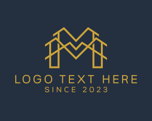 Apartment - Gold Contractor Letter M logo design