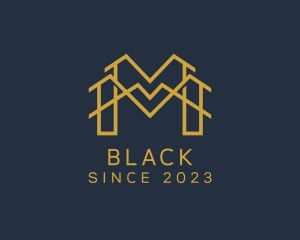 Housing - Gold Contractor Letter M logo design