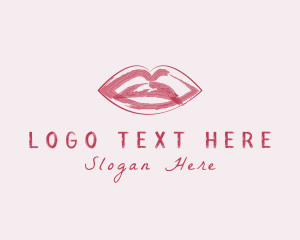 Lip Gloss - Woman Lips Brushstroke logo design