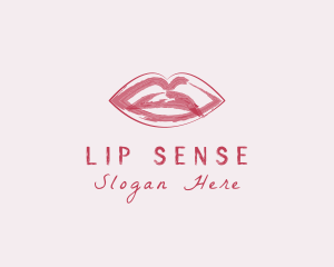 Woman Lips Brushstroke logo design