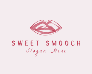 Kiss - Woman Lips Brushstroke logo design