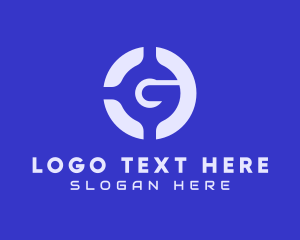 Negative Space - Blue Letter G Circle logo design