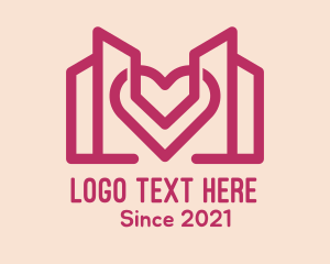 Romantic - Heart Building Structure logo design