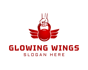 Kettlebell Fist Wings logo design