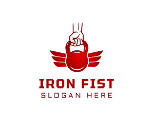 Kettlebell Fist Wings logo design