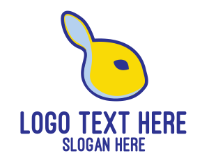 Blue Rabbit - Blue & Yellow Bunny Rabbit logo design