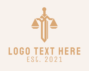 Justice Scale - Brown Sword Scale logo design