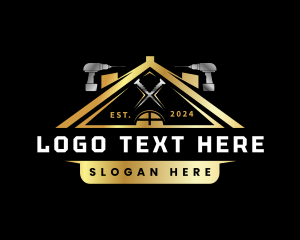 Roofing - House Drill Construction logo design