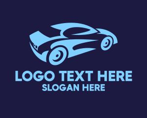 Car Silhouette - Blue Speed Car Racing logo design