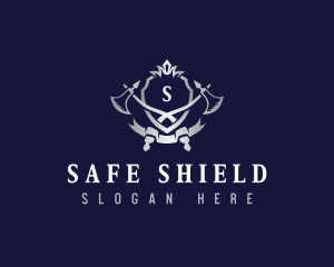 Axe Crown Shield logo design